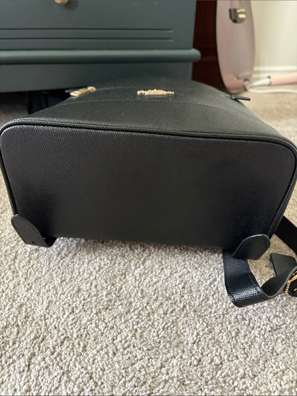 Coach Black Leather Mini Backpack with Gold Hardware